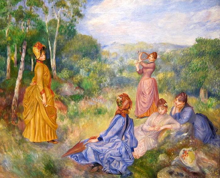 Pierre-Auguste Renoir Young Ladies Playing Badminton